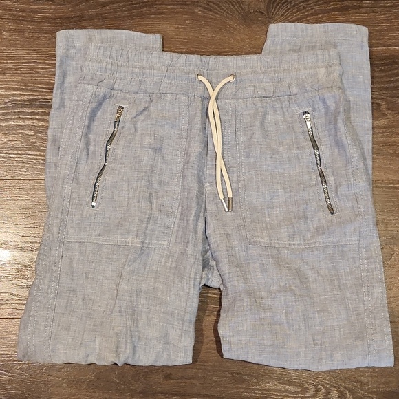 ❤️ ATHLETA CABO LINEN HIGH RISE JOGGER PANTS, CHAMBRAY BLUE, 0 (25) - Picture 4 of 12